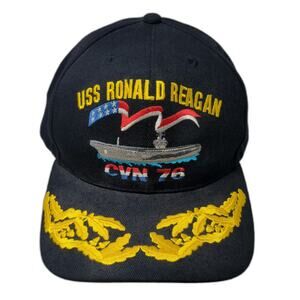 Navy Command Caps Snapback Blue One Size USS Ronald Reagan CVN 76 Oak Leaf Hat